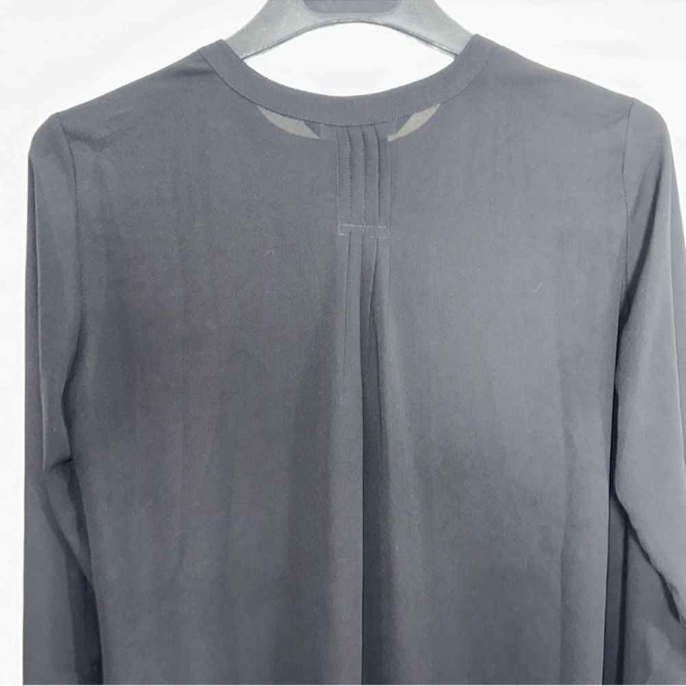 Whbm 4 Black Solid Yoke Collar Button Front Pleat… - image 4